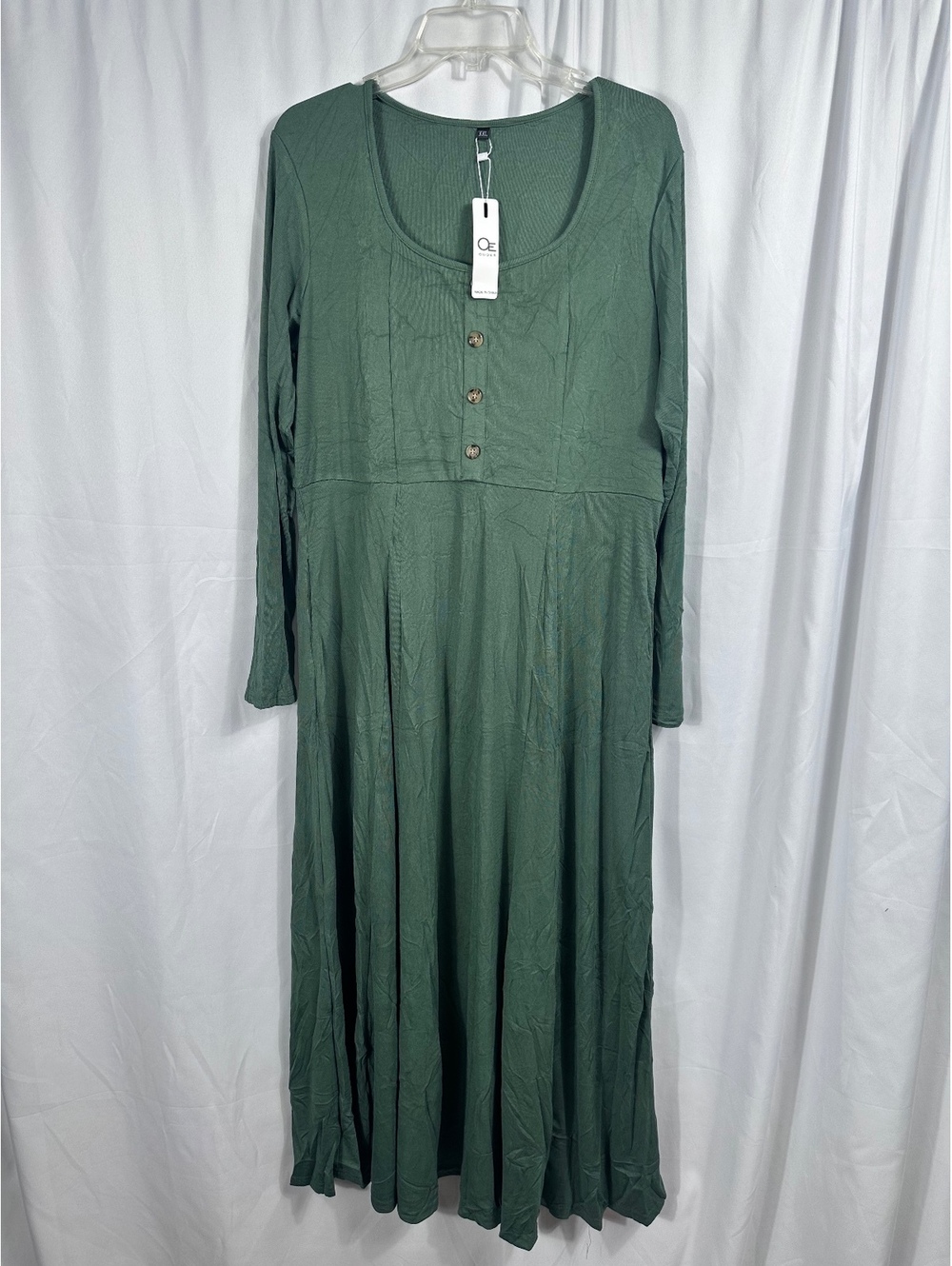 Ouges Women's Long Sleeve Scoop Neck Maternity Maxi Dress XXL Green